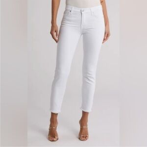 7 For All Mankind Women's White Skinny Ankle Jeans